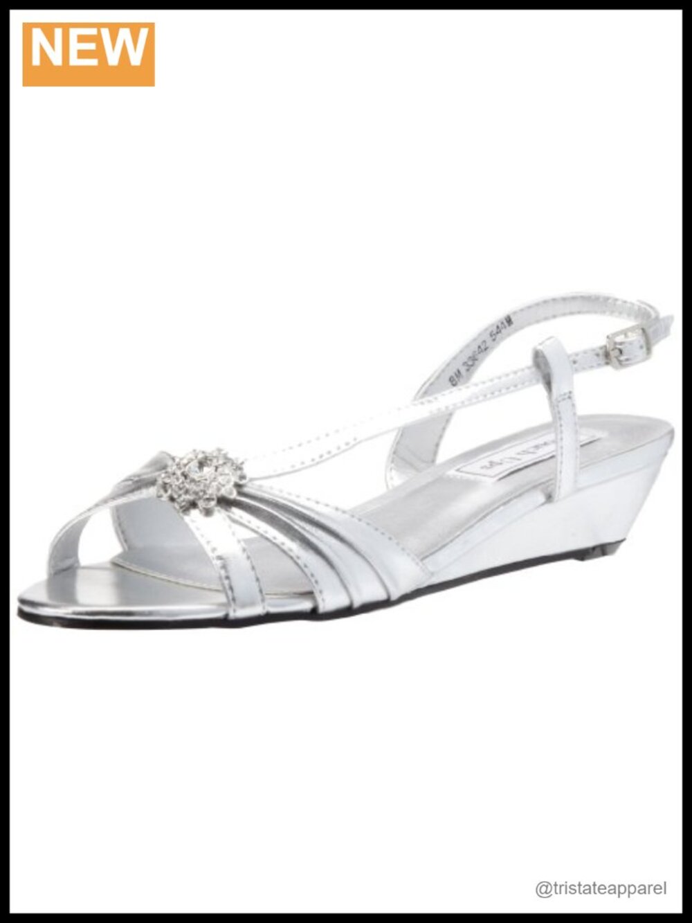 Touch Ups Women's Geri Manmade Wedge Sandal - Silver Metallic, Slingback,